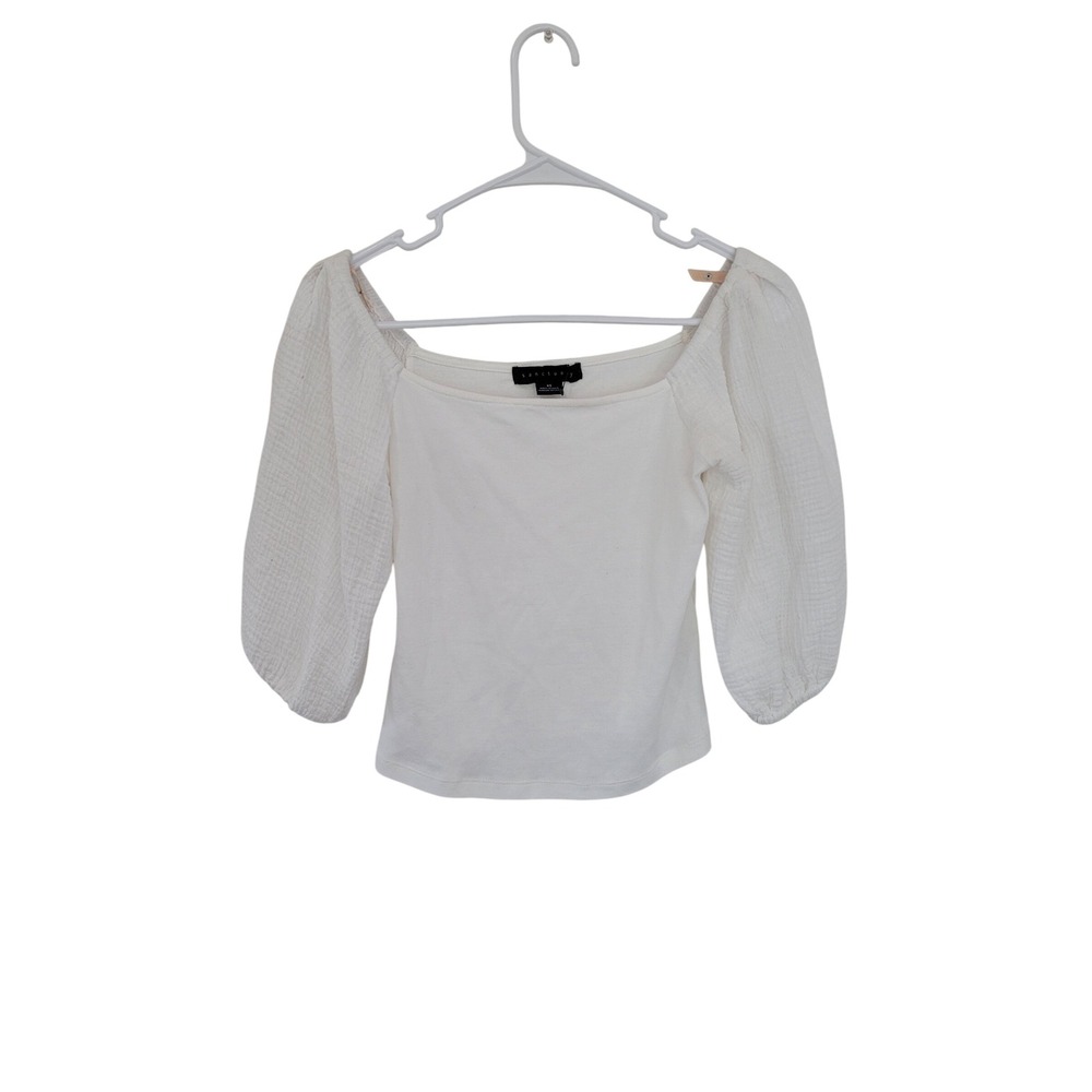 Sanctuary White‎ Top Square Neck Puff Sleeve Cotton Blouse XS Women's #7